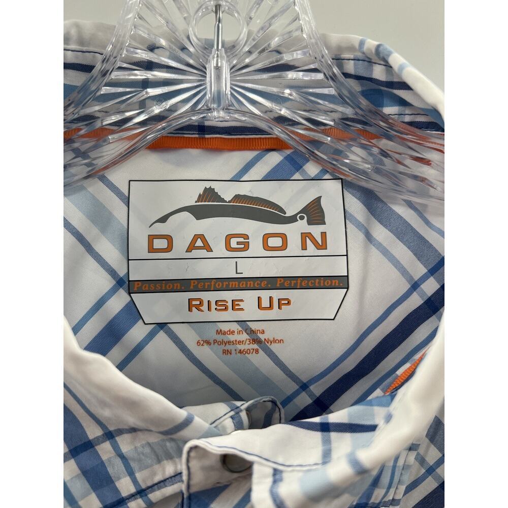 Dagon Apparel Company Men’s Snap Front Plaid Shirt Blue White Crabs Size L NWOT - Picture 3 of 10